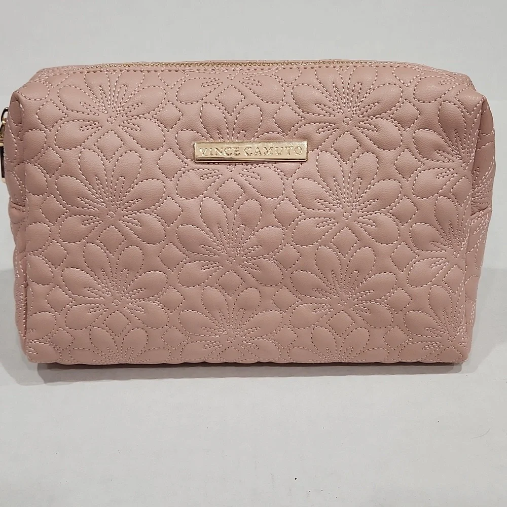 NWOT Vince Camuto Metallic Rose Make-Up Travel Bag Size 10 X 7